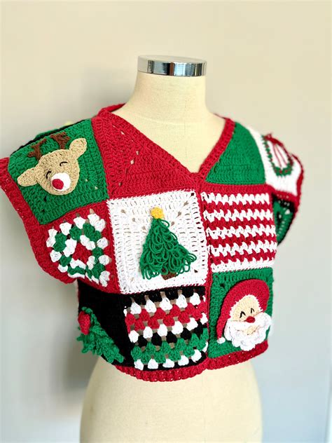 Christmas Handkint Vest, Crochet Vest, Cozy Holiday Waistcoat, HAND ...