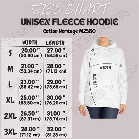 Hoodie Size Chart I Cotton Heritage M2580 Size Chart | Size Chart ...