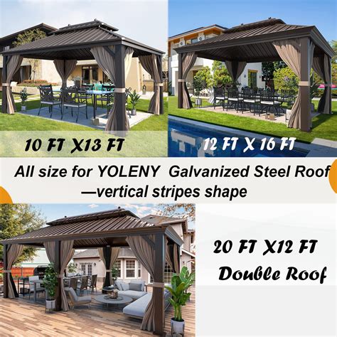 YOLENY 10'x 13' Hardtop Gazebo Galvanized Steel Outdoor Gazebo Canopy ...