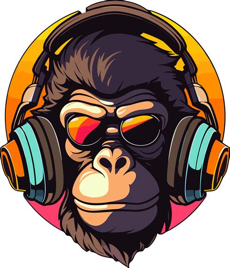 Cartoon Monkey With Headphones