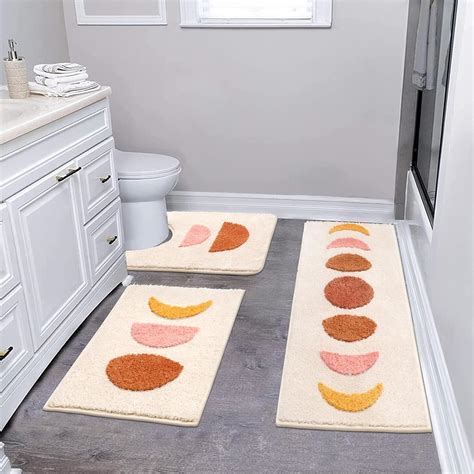 Amazon.com: Pauwer Boho Bathroom Set - 3 Piece Non Slip Microfiber Mats ...