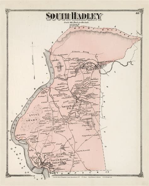 South Hadley, Massachusetts 1873 Old Town Map Reprint - Hampshire Co ...