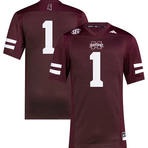 adidas 1 Mississippi State Bulldogs Premier Football Jersey | Academy