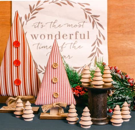 Buy Mini Wooden Christmas Tree 1-1/4 inch, Pack of 10 Unfinished Wood ...