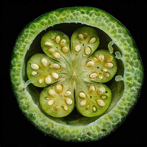 Cross section of a passion fruit showing the juicy pulp and seeds ...