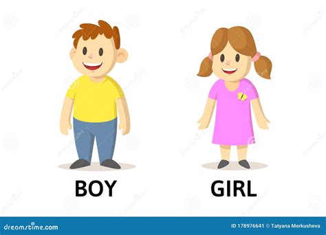 Opposite Adjectives With Cartoon Drawings Vector Illustration ...