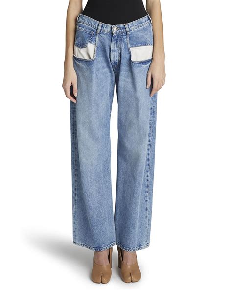 Maison Margiela Pleated Wide-Leg Denim Pants | Neiman Marcus