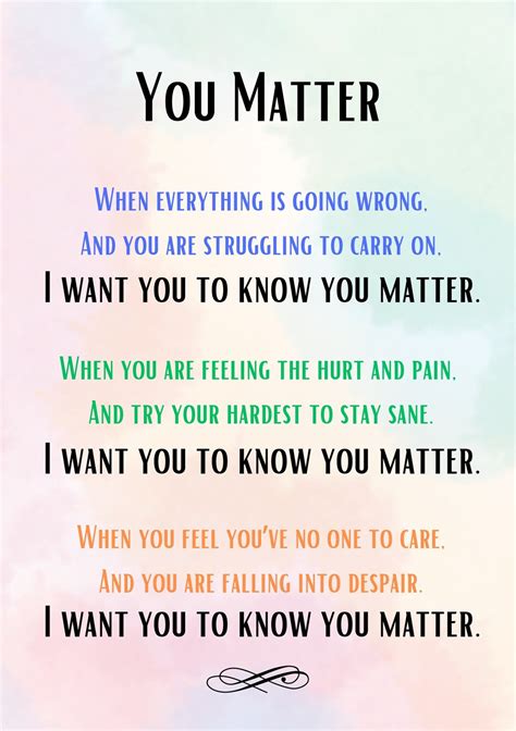 You Matter A4 Mental Health Poem Print Mental Health - Etsy