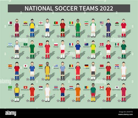 Qatar soccer fifa world cup tournament 2022 . 32 teams group stages and cartoon character with ...