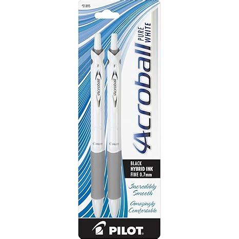 Pilot Acroball PureWhite Retractable Advanced Ink Ball Point Pens; Fine ...