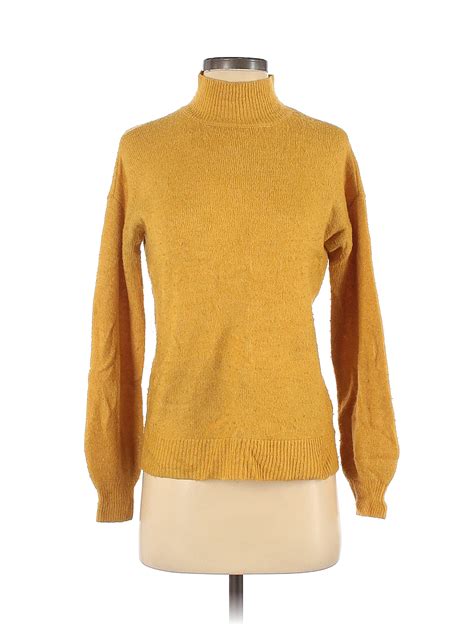 Marled by Reunited Color Block Solid Colored Yellow Pullover Sweater ...