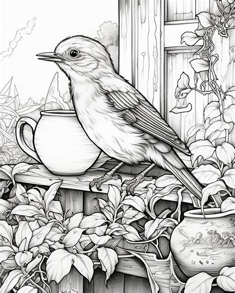 Premium Photo | Bird Coloring Page for Adults