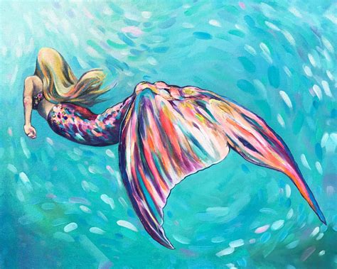 Mermaid print mermaid mermaid art blonde mermaid mermaid décor canvas ...