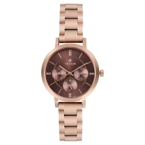 Buy Online Titan Quartz Multifunction Rose Gold Dial Stainless Steel ...