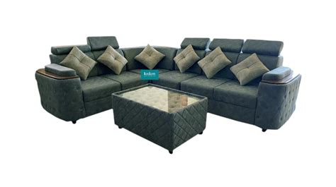 Fabric L Shape Corner Sofa with center table and cushions -LCS018 ...