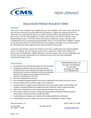 Performant Recovery Discussion Period Request Form 2020-2026 - Fill and ...