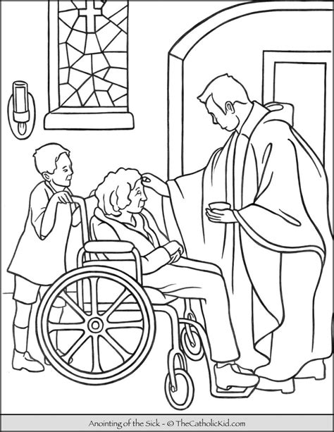 Sacrament of Anointing of the Sick Coloring Page - TheCatholicKid.com