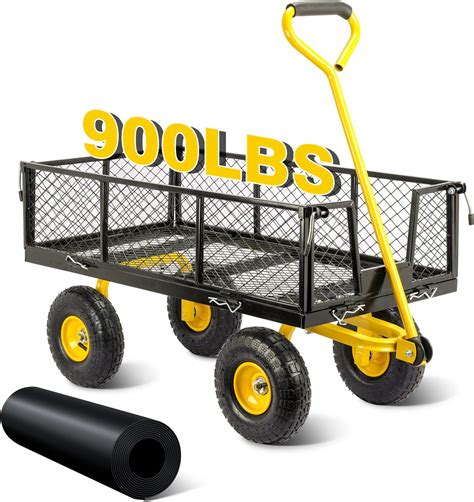Amazon.com: STEELUS 900Lbs Capacity Garden Cart, Heavy Duty Metal Yard ...