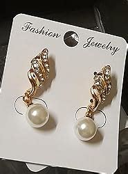 Shining Diva Fashion White Copper Pearl Gold Plated Stylish Earrings ...