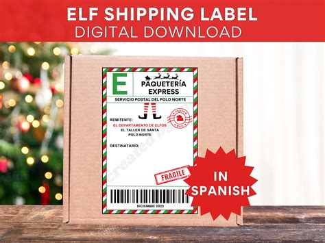 Spanish Printable Christmas Elf Label, Elf Shipping Label, Santa ...