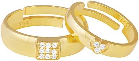 GIVA 925 Silver Golden Shining Love Couple Rings, Adjustable | Promise ...