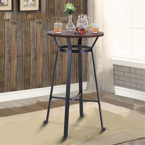 Round Bar Height Bistro Table – Wood Round Pub Bar Bistro Height Table ...