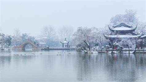 江苏扬州瘦西湖雪景,高清图片,电脑桌面-壁纸族