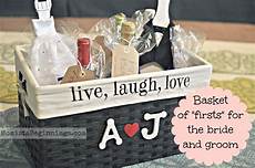 Wedding Gifts Ideas For And Groom by Basket Of Quot Firsts Quot Bridal Shower Gift This Idea Includes Wedding Gifts Ideas For And Groom
