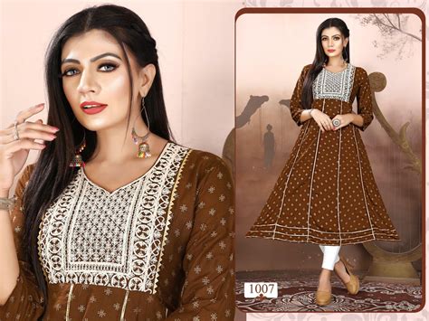 Golden Luxuria 1 Heavy Rayon Anarkali Kurti Collection :textileexport