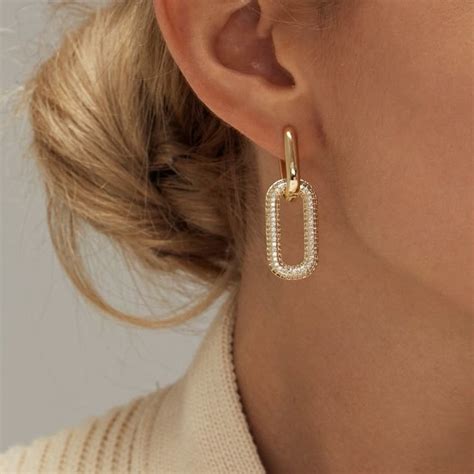 Linked Luxe Pave Earrings – SubhagAlankar