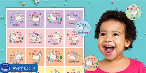 Toilet Potty Training - Rainbow Unicorn - Reward Stickers