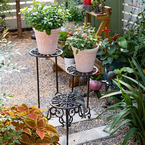 Snapklik.com : Heavy Duty Cast Iron Plant Stand, 3 Tier Foldable Metal ...