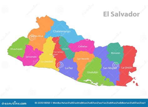 El Salvador Mapa División Administrativa Independiente Regiones ...