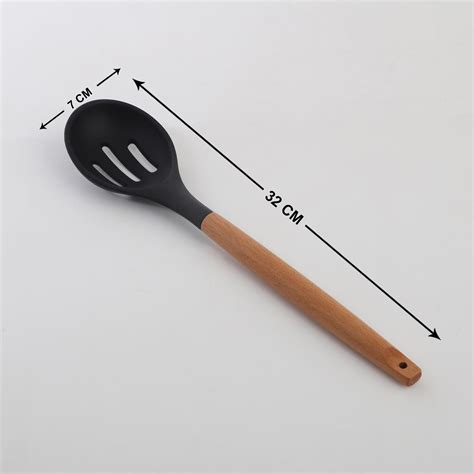 Buy Chef Special Omega Silicone Slotted Spoon with Wooden Handle from ...