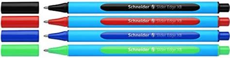 Schneider Slider Edge XB Ballpoint Pen, Black/Red/Blue/Green, Set of 4 ...