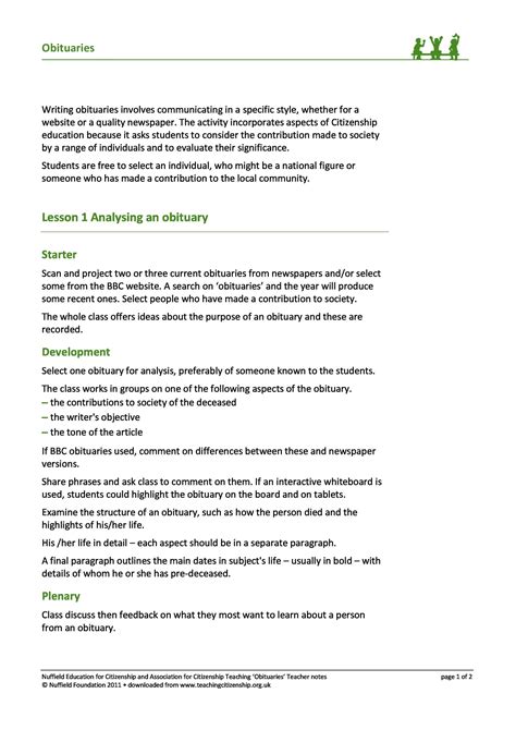 Free Template For Writing An Obituary - Templates Printable