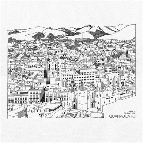 Ciudad de Guanajuato | Ciudad de guanajuato, Dibujos a mano alzada, Guanajuato