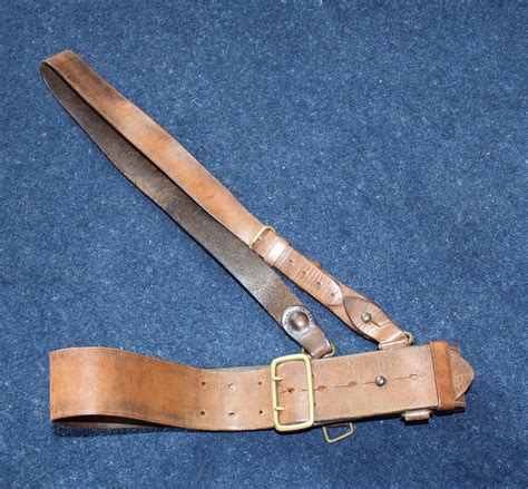 1917 DATED BRITISH ARMY OFFICERS LEATHER SAM BROWNE BELT in Belts