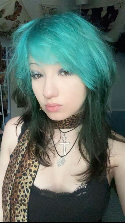 blue teal roots gerard way hair leopard print emo scarf alternative ...