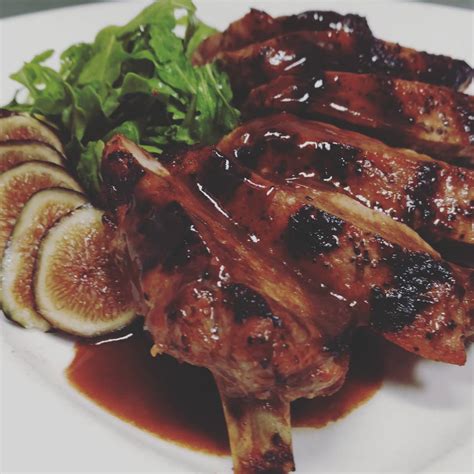 [Pro/Chef] French-cut Pork Chop with a Balsamic Fig Demi-glace. : r/food