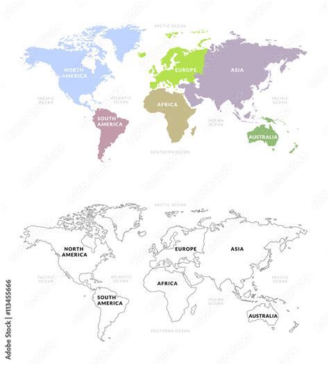 Colored World Continents Outline 的图像结果