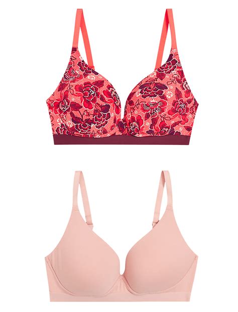 2pk Cotton Non Wired Plunge Bras