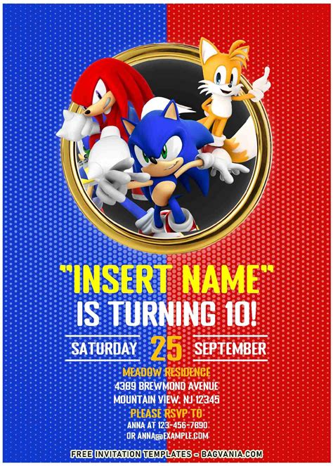 Printable Sonic Birthday Invitations