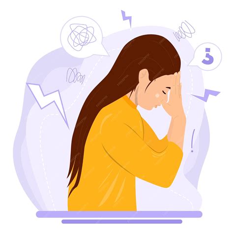 Premium Vector | Flat Vector anxiety depression stress headache dizziness sad woman