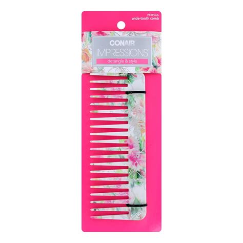 Conair Impressions Detangle and Style Wide-Tooth Comb, Floral Design, 1 ...