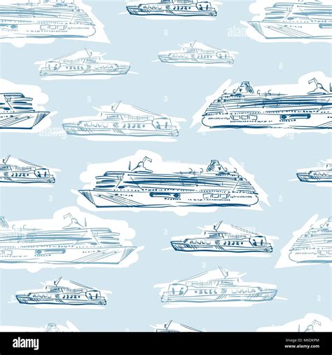 Seamless sea hand drawn pattern with ships Stock Vector Image & Art - Alamy