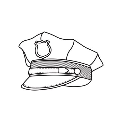 Hand drawn kids drawing Vector illustration Policeman hat. Law officer ...
