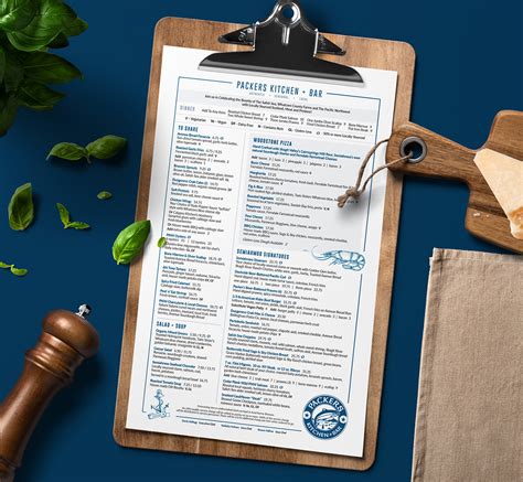 Packers Kitchen + Bar Menu on Behance