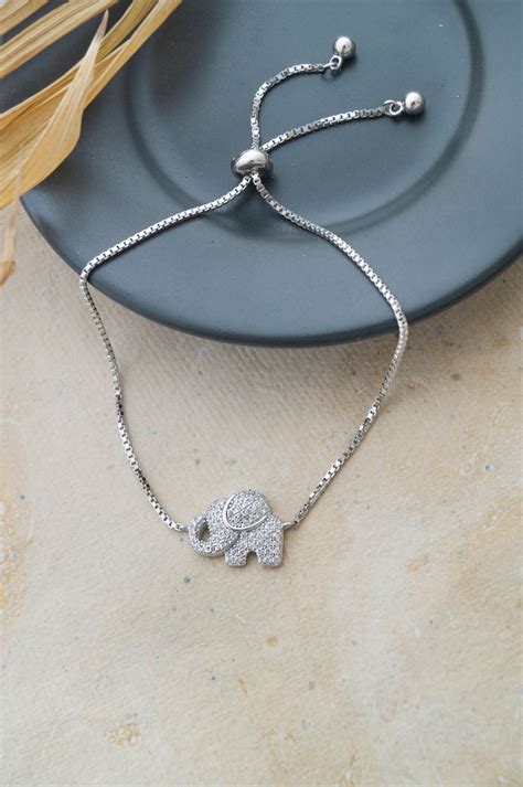 Buy Lucky Elephant Sterling Silver Adjustable Bracelet by Mannash ...