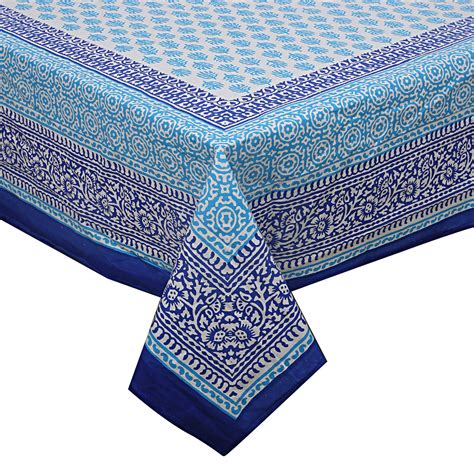 Buy Texstylers Blue Abstract 60x90 Inch Jaipuri Print Cotton 6 Seater ...